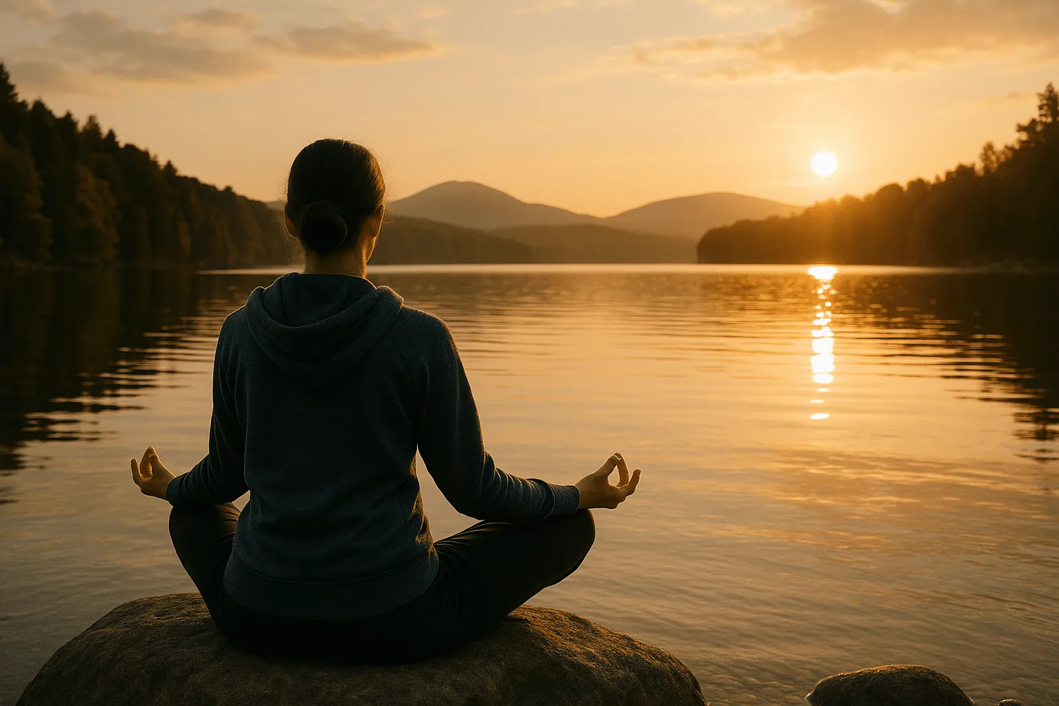 Calming image of a lady meditating